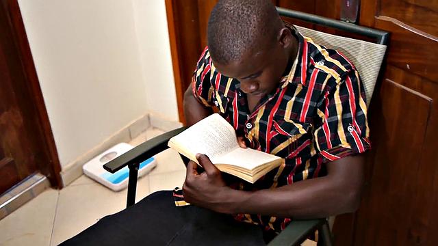 Solo African twink jerks cock till cumshot pleasure