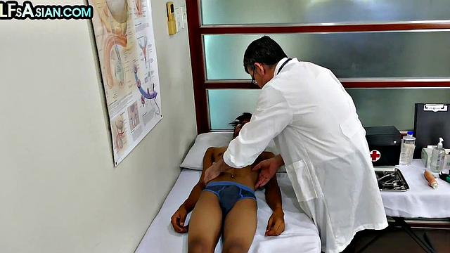 Tickled Asian twink barebacked by doctor in infirmary