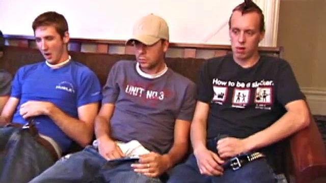 The boys have gathered to give Roar a little surprise. Each boy starts stroking solo to the moans on the porn video. They take their clothes off at different times and, before you know it, there are four naked boys with throbbing cocks.