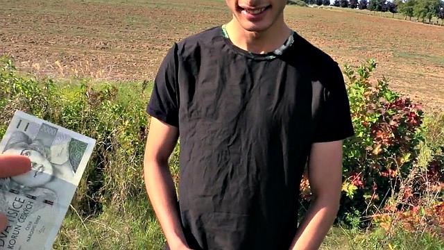 Pulled Euro stud public fucked outdoors for money