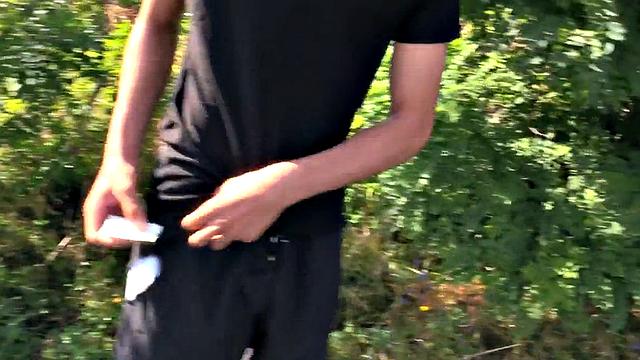 Pulled Euro stud public fucked outdoors for money