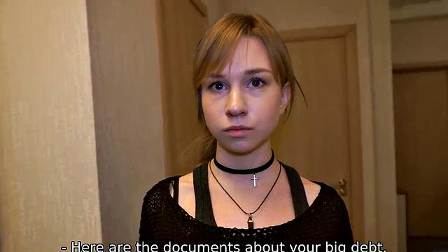 DEBT4k. Girl likes expensive gadgets that she works off by copulation.
