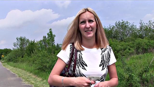 Watch this blonde bombshell bounce her tits while riding a hard cock in denim shorts and panties