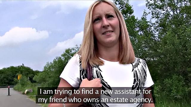 Watch this blonde bombshell bounce her tits while riding a hard cock in denim shorts and panties