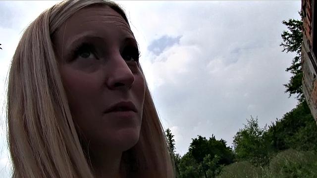 Watch this blonde bombshell bounce her tits while riding a hard cock in denim shorts and panties