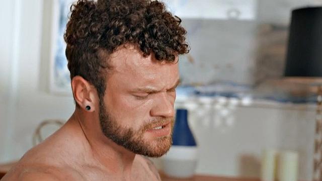 Muscled jock deepthroating friend's cock