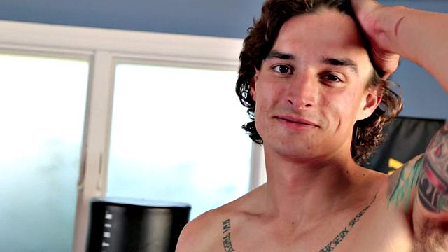 Sixpack jock solo masturbates on sunbed outdoors