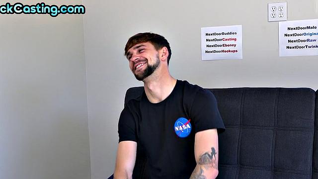 Amateur solo stud jerks perfect rod on casting until cum