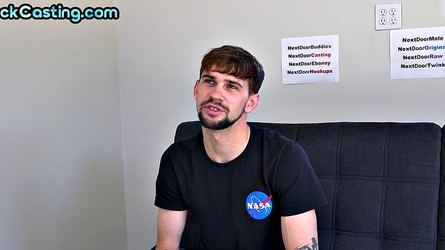 Amateur solo stud jerks perfect rod on casting until cum