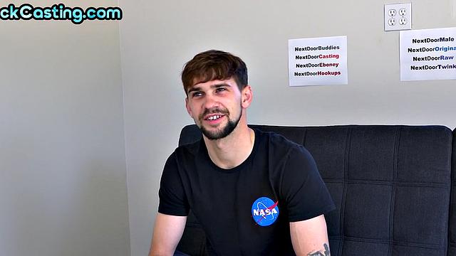 Amateur solo stud jerks perfect rod on casting until cum