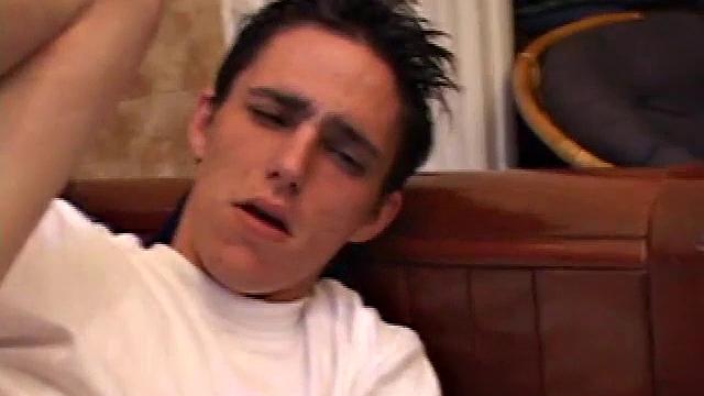 When young Sean Cage unzips his pants, he pulls out his stiff cock and goes to work on it. He gives himself a little head and then inserts sex toys up his ass, before stroking out a warm cum load onto his tummy.