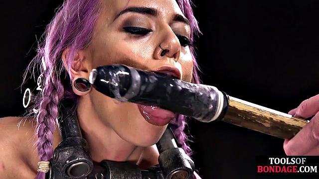 Tiny submissive poled and spanked