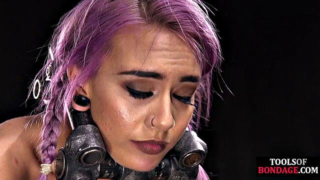 Tiny submissive poled and spanked