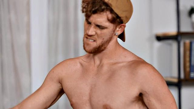 Stud cums in own mouth while fucked by skinny twink