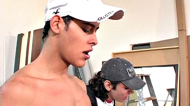 Cocksucking studs give sloppy blowjob