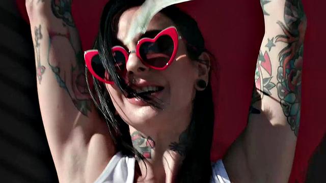 Tattooed Big Tits Alt Milf Joanna Angel Strips And Masturbates With Toy