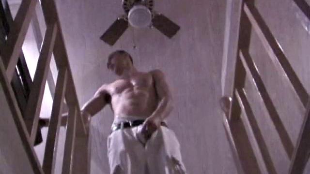 Looking buff, like he's been working out and taking care of himself for a change, Bradley tugs Shaw out through his fly, before dropping his pants and boxers. As usual, Bradley easily gets Shaw hard and shows off his well-oiled cock.