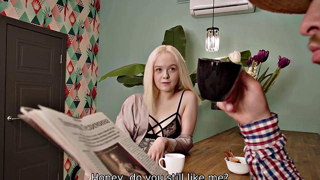 VIP4K. Five guys visit cute blonde teen to bang her in front of her beloved