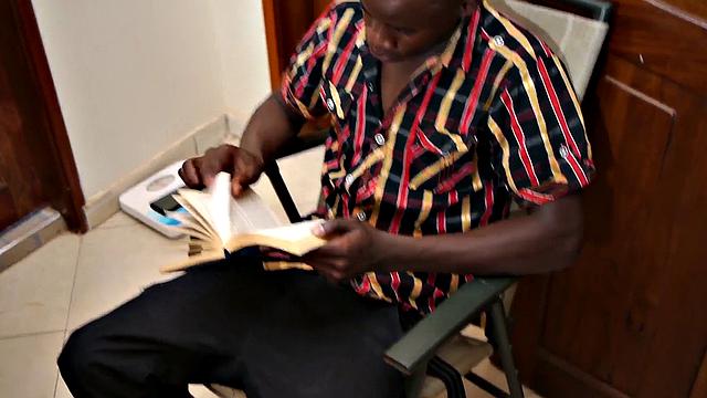 Real African twink jerks his black cock till cumshot