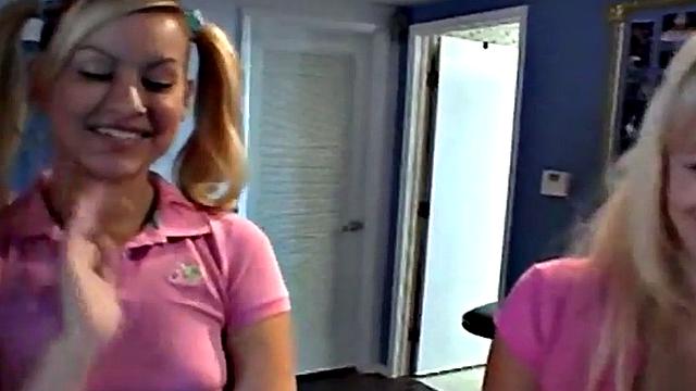 Sexy blonde twins go down on pussy