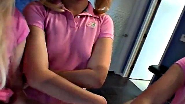 Sexy blonde twins go down on pussy