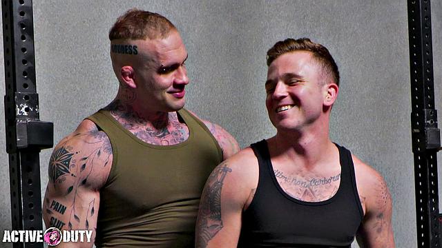 Beefy Tatted Soldier Fucks Horny Jock = ActiveDuty