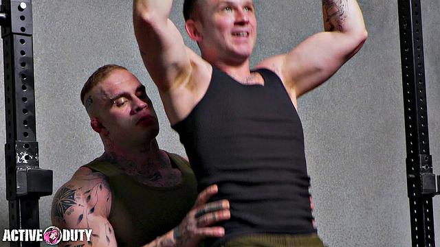 Beefy Tatted Soldier Fucks Horny Jock = ActiveDuty