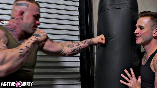 Beefy Tatted Soldier Fucks Horny Jock = ActiveDuty