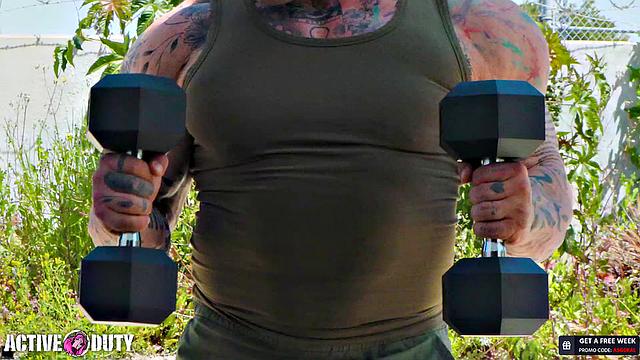 Beefy Tatted Soldier Fucks Horny Jock = ActiveDuty