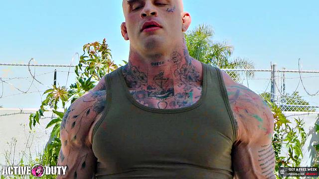 Beefy Tatted Soldier Fucks Horny Jock = ActiveDuty