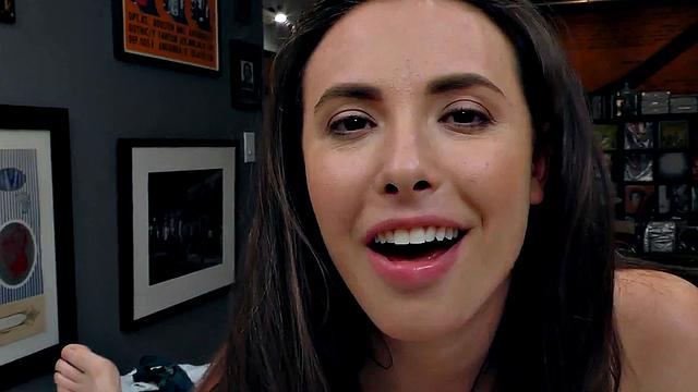 A amateur brunette get her bald pussy pounded in hardcore POV action