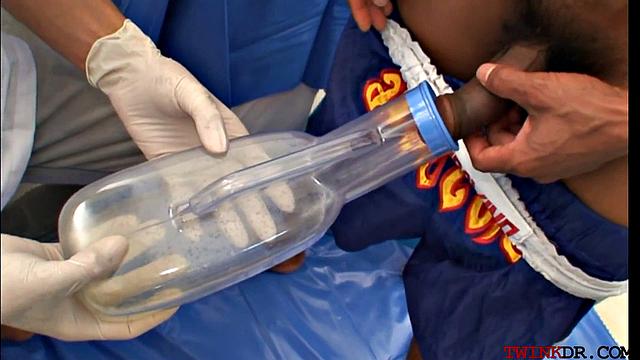 Inked Asian barebacked for cumshot by his doctor