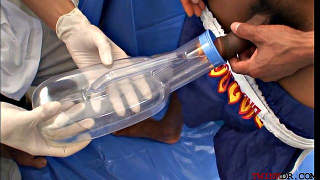 Inked Asian barebacked for cumshot by his doctor