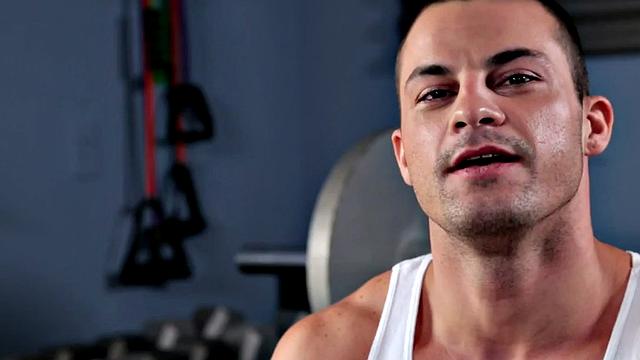 A muscular amateur stroke his cock in a public outdoor pool action