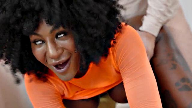 Sensual ebony goddess doggystyled after meditation