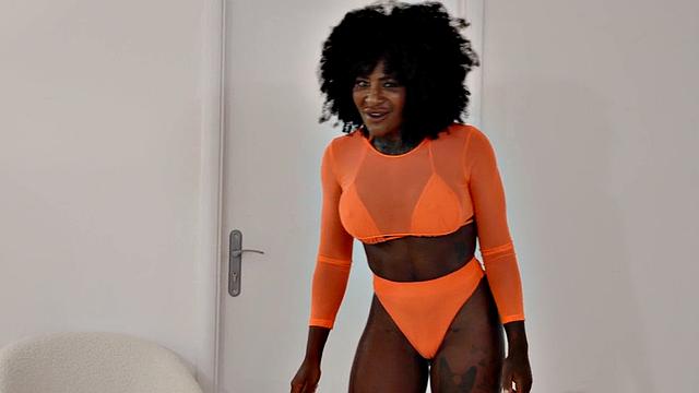 Sensual ebony goddess doggystyled after meditation