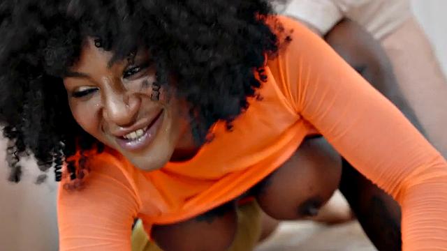 Sensual ebony goddess doggystyled after meditation