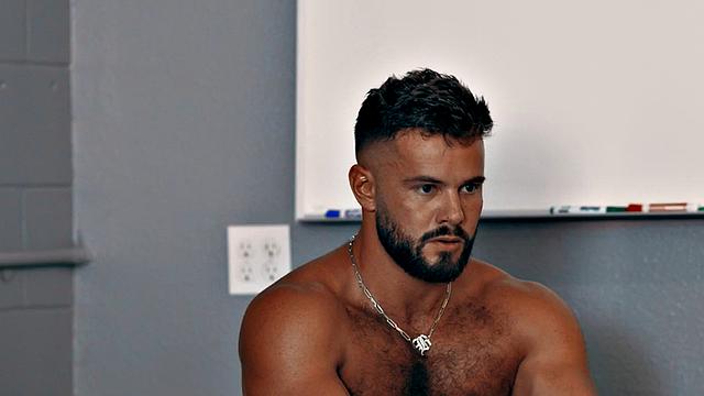 Eager muscled jock assfucks gym partner after rimjob