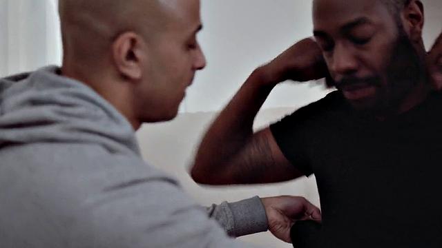 Ebony couple enjoy steamy bareback rimjob and ass fuck