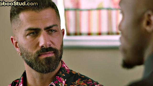 Weird Black stud sucks stepbro's cock and cums on his chest