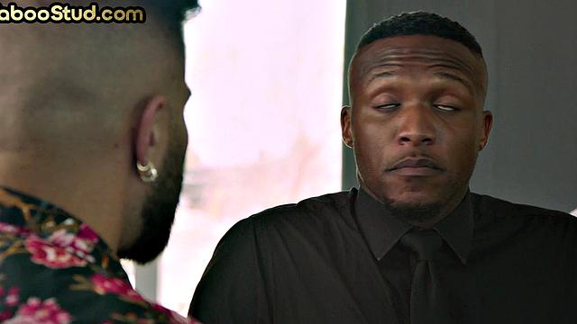 Weird Black stud sucks stepbro's cock and cums on his chest