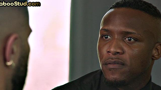 Weird Black stud sucks stepbro's cock and cums on his chest