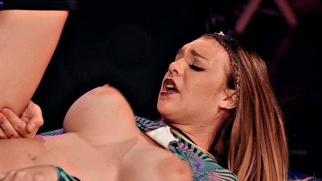 Red Light Arena: Scene 3: Hot tattooed babe in high heels & handcuffs gets her trimmed pussy drilled in the toilet