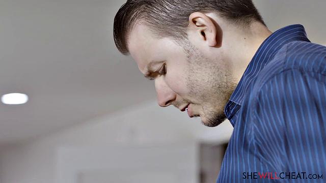 Busty blonde Nina Elle fucks her employee while cheating husband is out