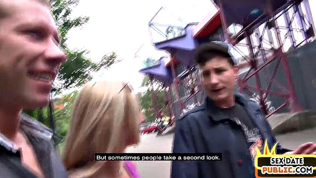 Facial mature slut fucked outdoors in public place