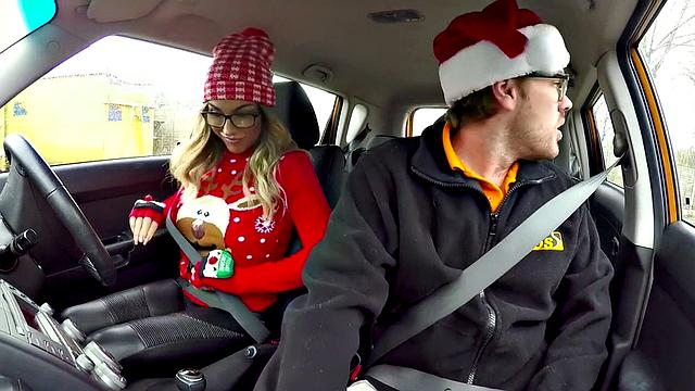 Buxom UK babe blows and rides her instructor before doggy