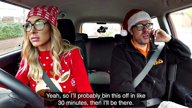 Buxom UK babe blows and rides her instructor before doggy