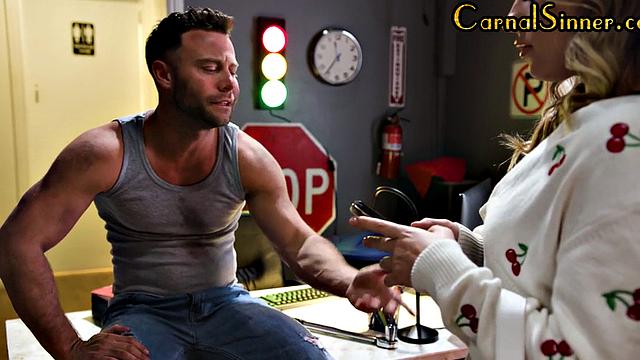 Sinning perfect babe smashed by mechanic before facefuck