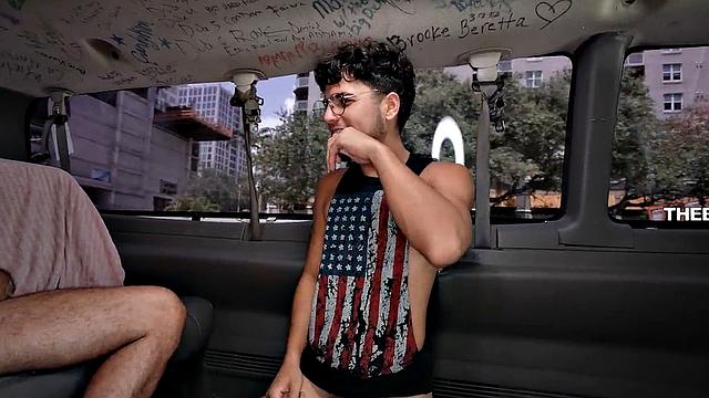 Picked up jock fucks gay stud on bus until facial