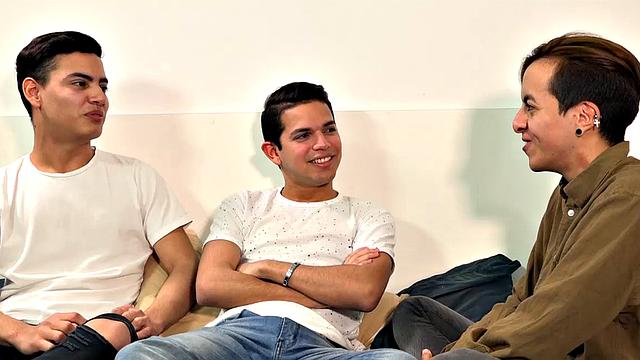 Three young and horny Latinos on a bed can only go in one direction and it isn't long before Mirko has his lips locked on Felix's big uncut cock, and Felix leans over to service Allen